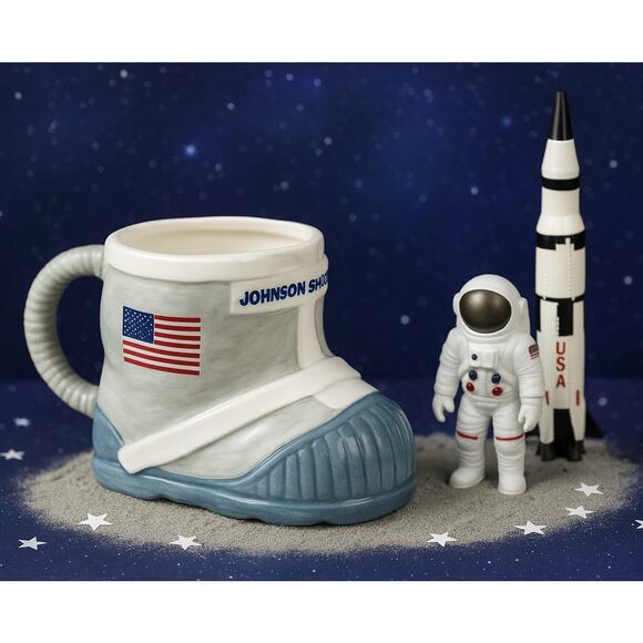 Vintage NASA Boot Mug Ceramic – 1990s Johnson Space Center Astronaut Moon Boot - Picture 1 of 10